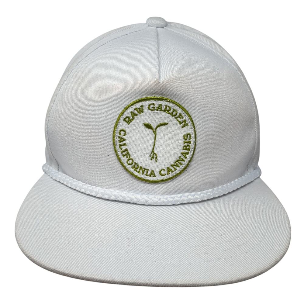 Raw Garden California Cannabis Snapback 5 Panel Cap White One Size Academy Fits